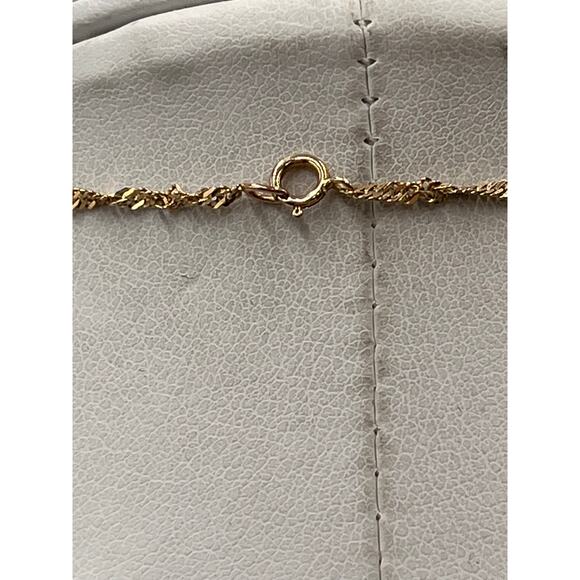 Yellow Gold 14kt Cubic Zirconia Heart Pendant 10k Singapore Chain Necklace *14” - Picture 8 of 12